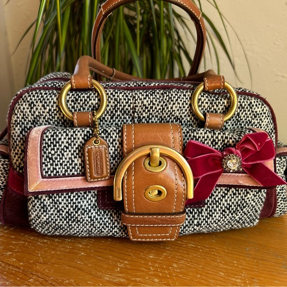 Coach Tweed Satchel with Ribbon and Rhinestone - Picture 1 of 7